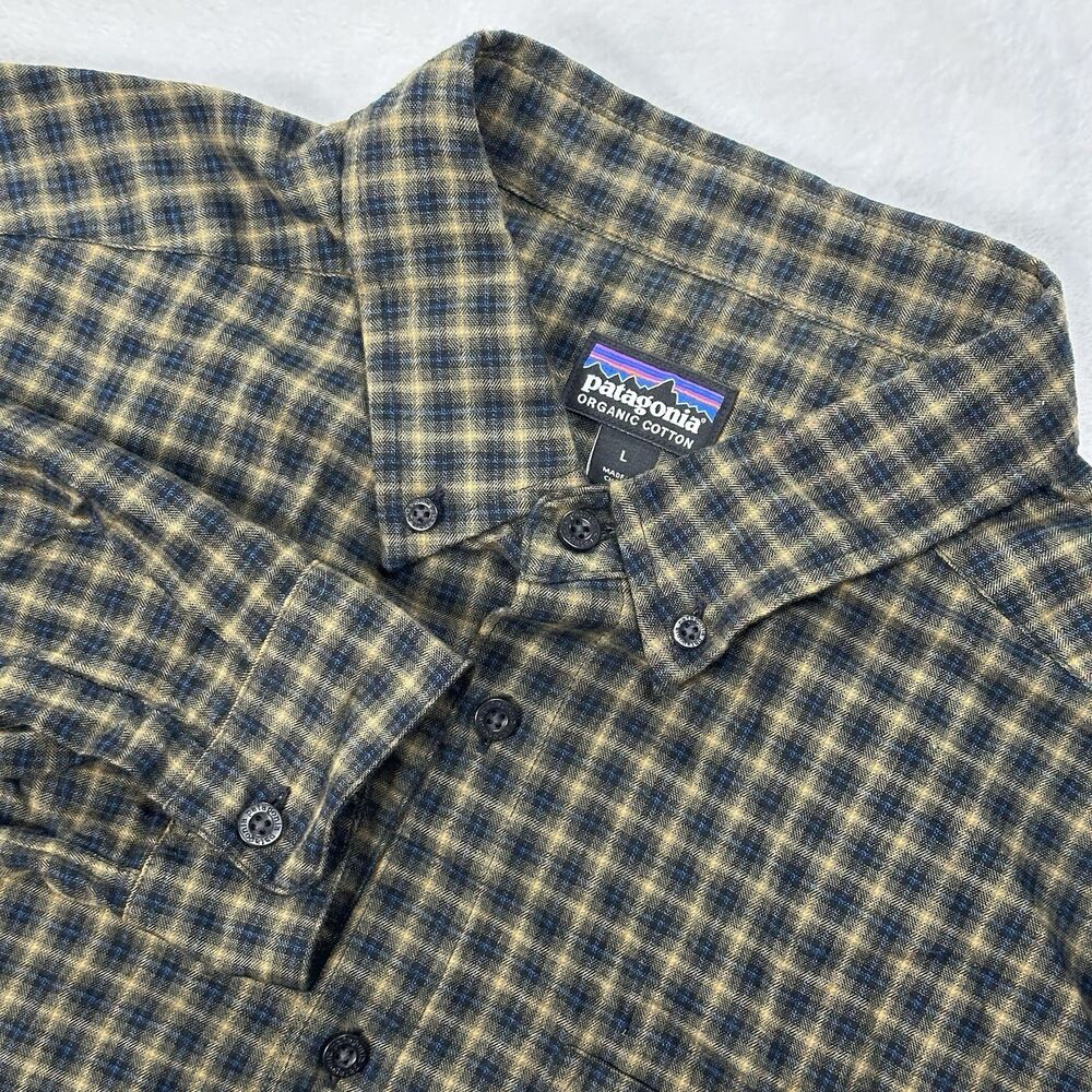 Patagonia Organic Cotton Plaid Button Up Shirt Mens Large Outdoor Hiking Flannel